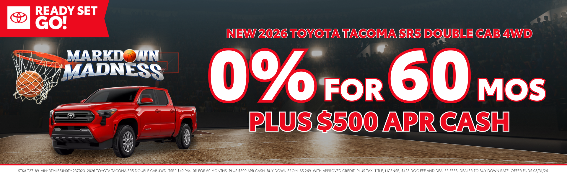 0% For 60 Mos Plus $500 APR Cash