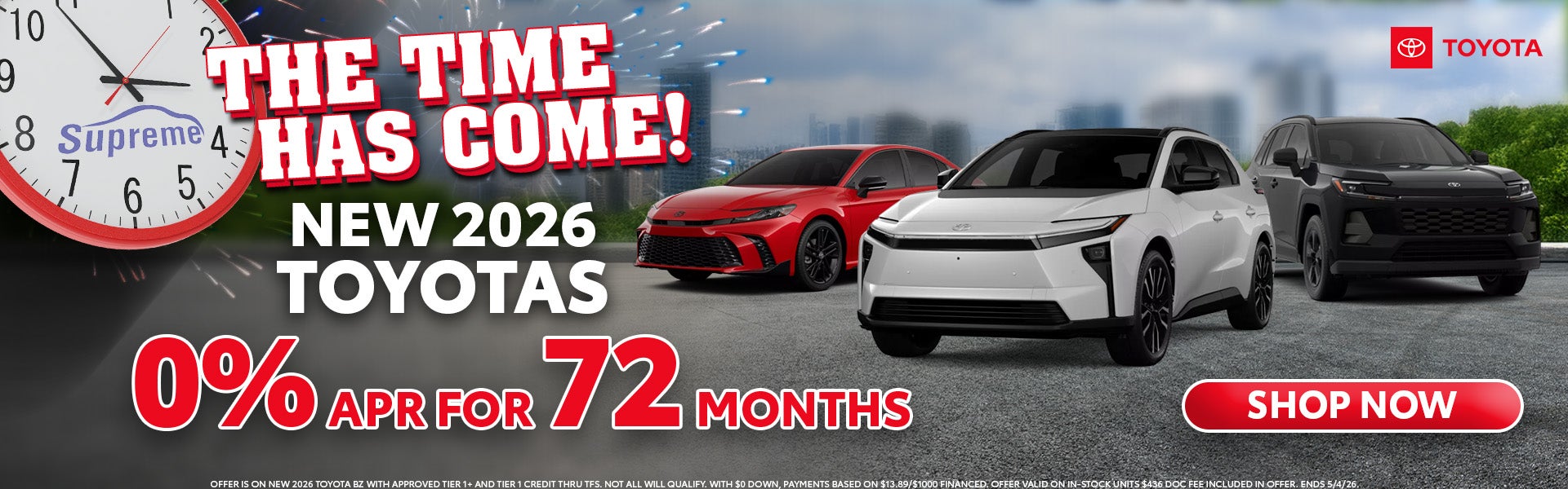 2026 Toyotas 0% APR For 72 Months